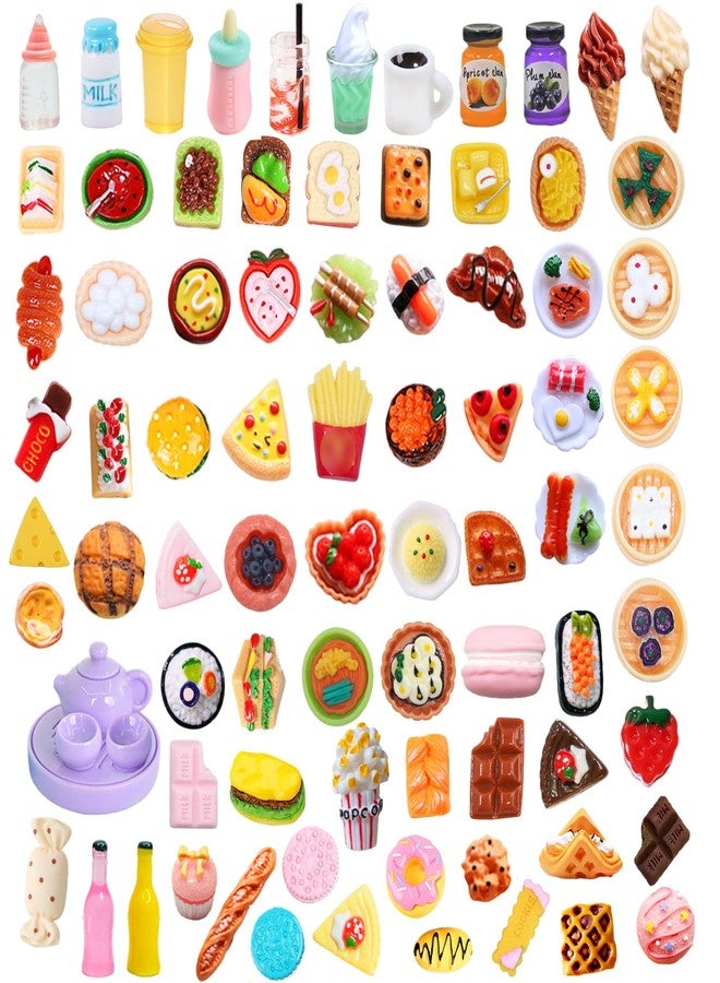 Thildani 80 Pcs Mini Food Miniature Dollhouse Accessories - 1:12 Scale Small Doll Food Decor Mini Kitchen Set & Tiny Things Toys - Image 1